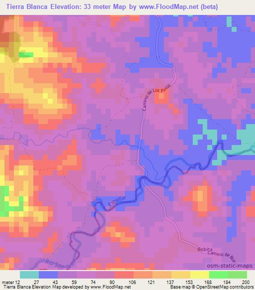 Tierra Blanca,Dominican Republic Elevation Map