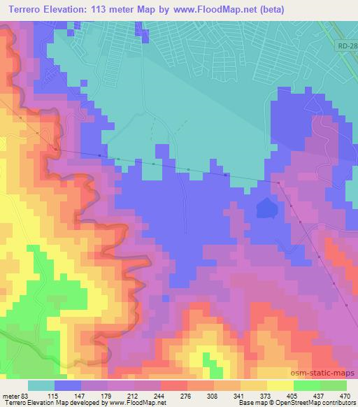 Terrero,Dominican Republic Elevation Map