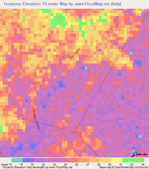 Tentacion,Dominican Republic Elevation Map