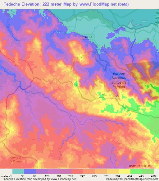 Tedeche,Dominican Republic Elevation Map