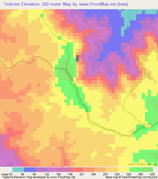 Tedeche,Dominican Republic Elevation Map