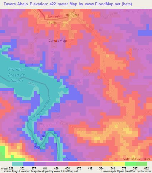 Tavera Abajo,Dominican Republic Elevation Map