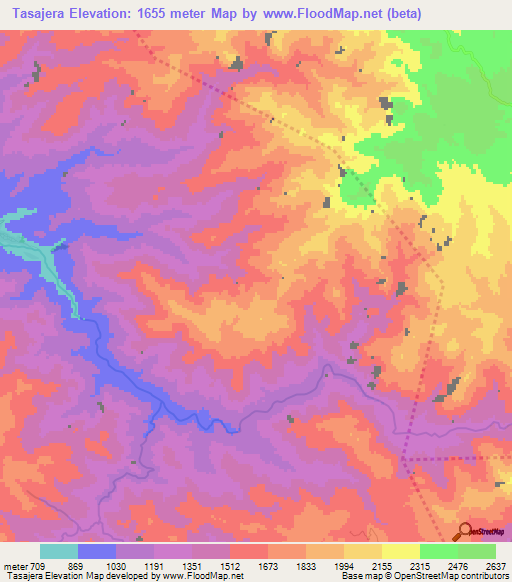 Tasajera,Dominican Republic Elevation Map