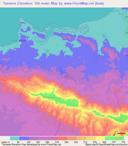 Tamares,Dominican Republic Elevation Map