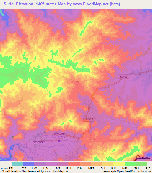 Suriel,Dominican Republic Elevation Map