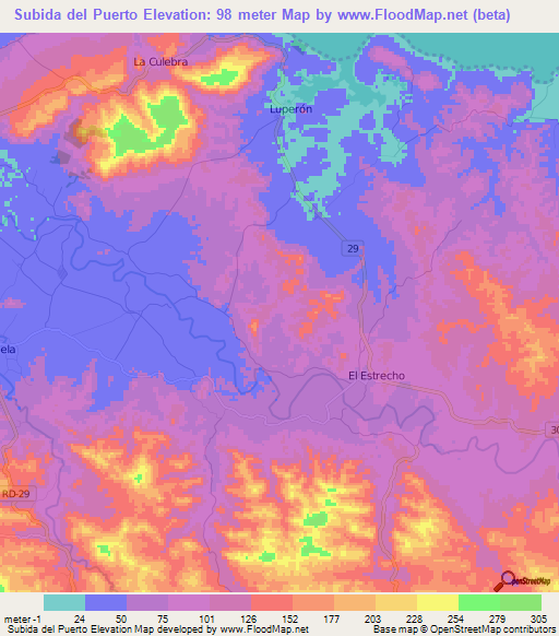 Subida del Puerto,Dominican Republic Elevation Map