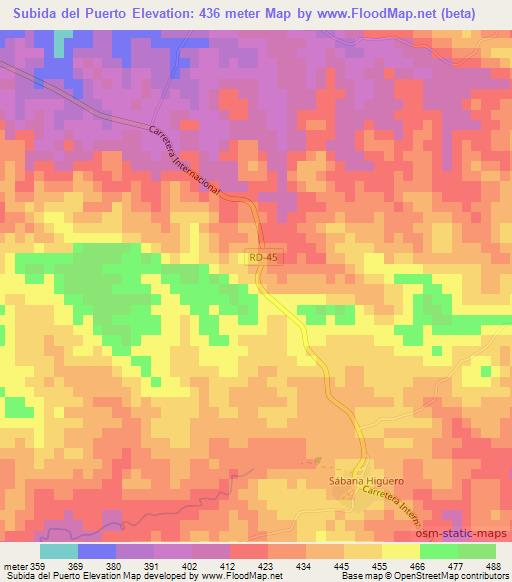 Subida del Puerto,Dominican Republic Elevation Map