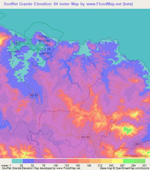 Soufflet Grande,Dominican Republic Elevation Map