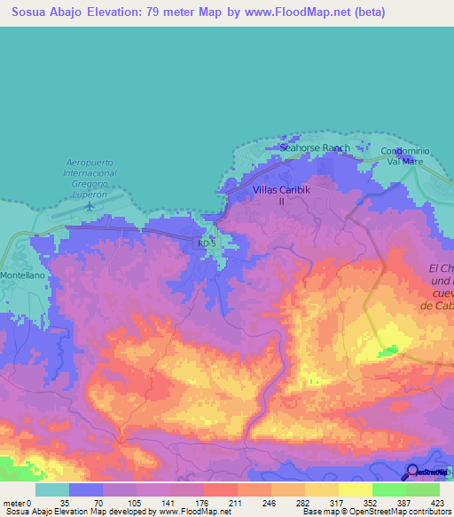 Sosua Abajo,Dominican Republic Elevation Map