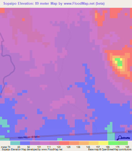 Sopaipo,Dominican Republic Elevation Map