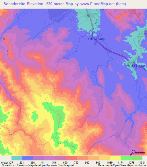 Sonadorcito,Dominican Republic Elevation Map