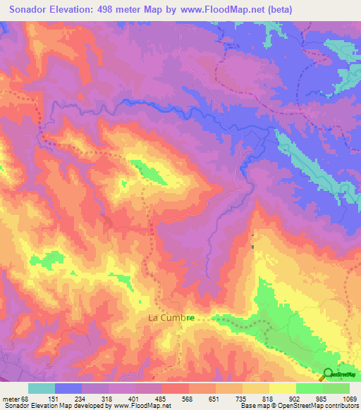 Sonador,Dominican Republic Elevation Map