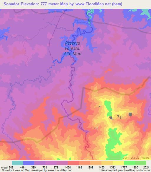 Sonador,Dominican Republic Elevation Map