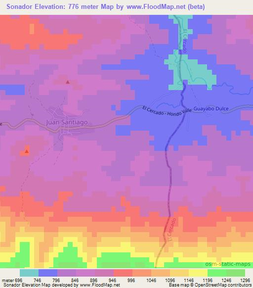 Sonador,Dominican Republic Elevation Map