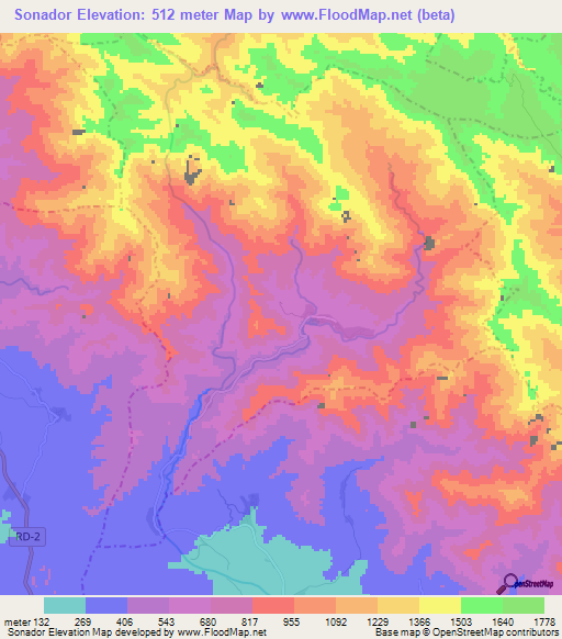 Sonador,Dominican Republic Elevation Map