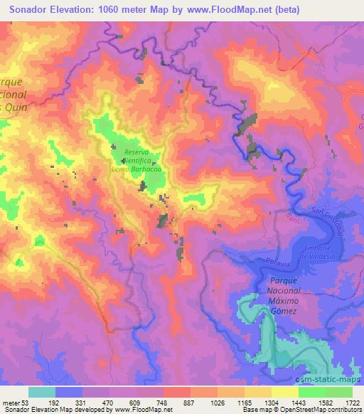 Sonador,Dominican Republic Elevation Map