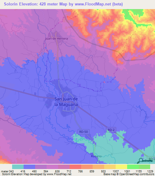 Solorin,Dominican Republic Elevation Map