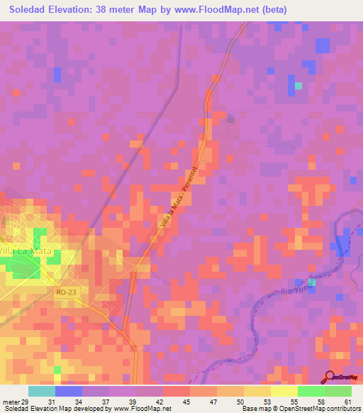 Soledad,Dominican Republic Elevation Map