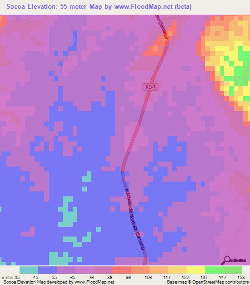 Socoa,Dominican Republic Elevation Map