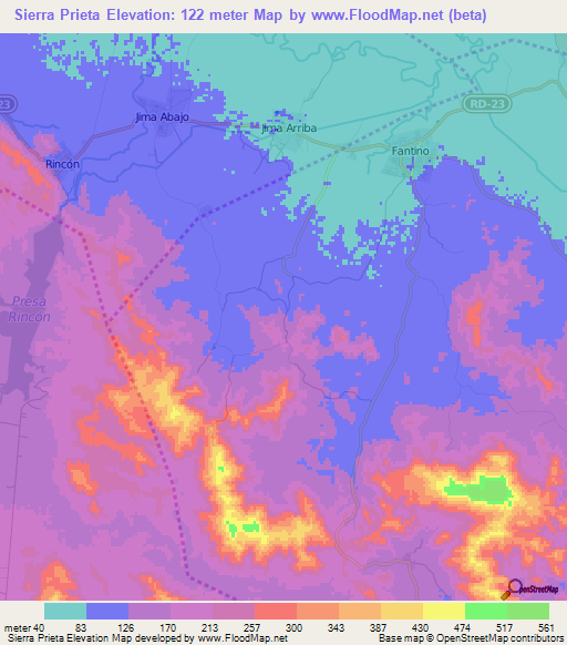 Sierra Prieta,Dominican Republic Elevation Map