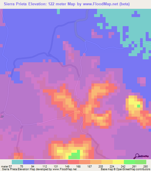 Sierra Prieta,Dominican Republic Elevation Map