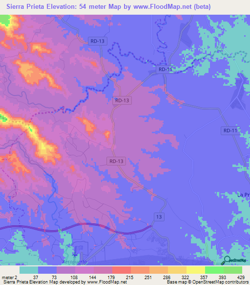Sierra Prieta,Dominican Republic Elevation Map
