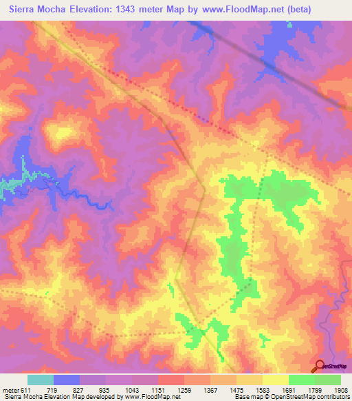 Sierra Mocha,Dominican Republic Elevation Map