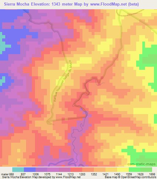 Sierra Mocha,Dominican Republic Elevation Map