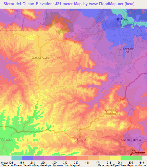 Sierra del Guano,Dominican Republic Elevation Map