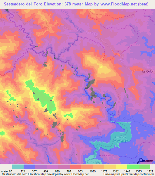 Sesteadero del Toro,Dominican Republic Elevation Map