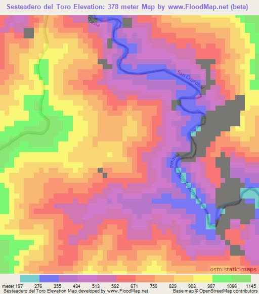 Sesteadero del Toro,Dominican Republic Elevation Map