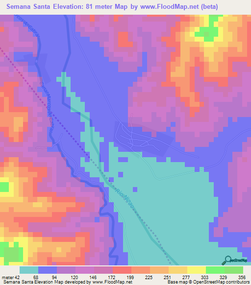 Semana Santa,Dominican Republic Elevation Map