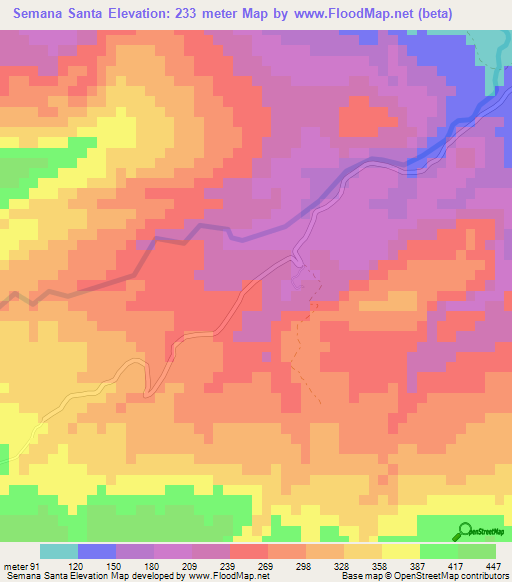 Semana Santa,Dominican Republic Elevation Map