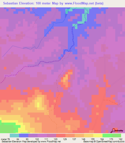 Sebastian,Dominican Republic Elevation Map