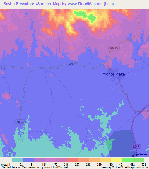 Savita,Dominican Republic Elevation Map