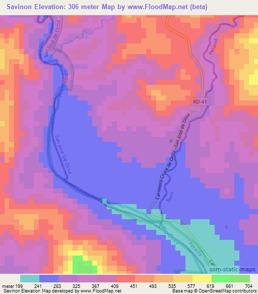 Savinon,Dominican Republic Elevation Map