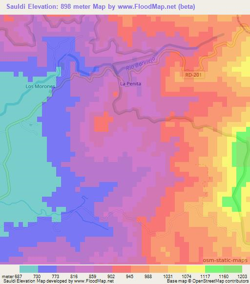 Sauldi,Dominican Republic Elevation Map