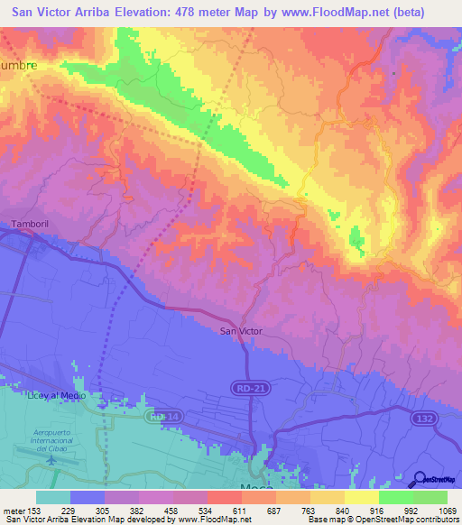 San Victor Arriba,Dominican Republic Elevation Map