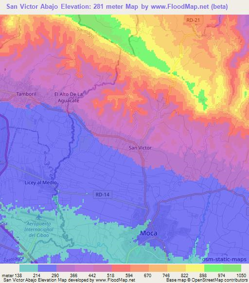 San Victor Abajo,Dominican Republic Elevation Map