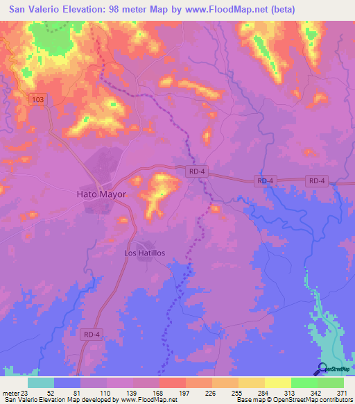 San Valerio,Dominican Republic Elevation Map