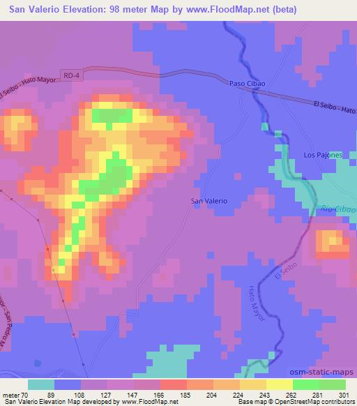 San Valerio,Dominican Republic Elevation Map