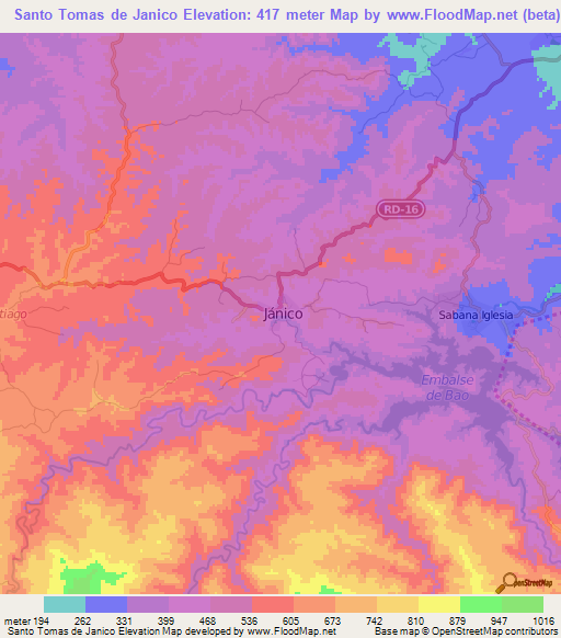 Santo Tomas de Janico,Dominican Republic Elevation Map