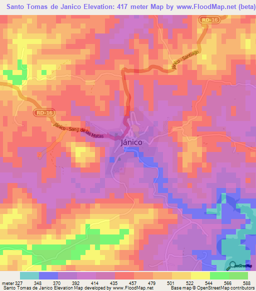 Santo Tomas de Janico,Dominican Republic Elevation Map