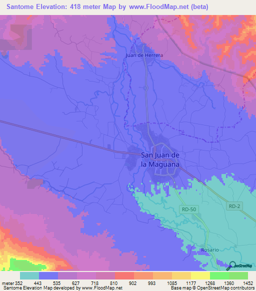 Santome,Dominican Republic Elevation Map