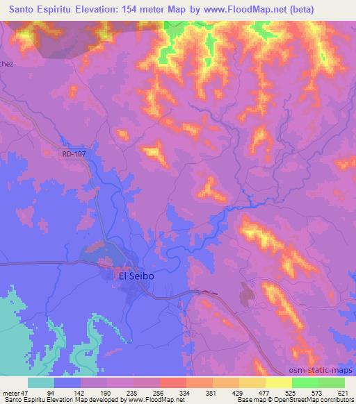 Santo Espiritu,Dominican Republic Elevation Map