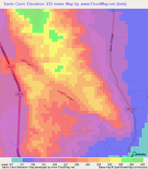 Santo Cerro,Dominican Republic Elevation Map