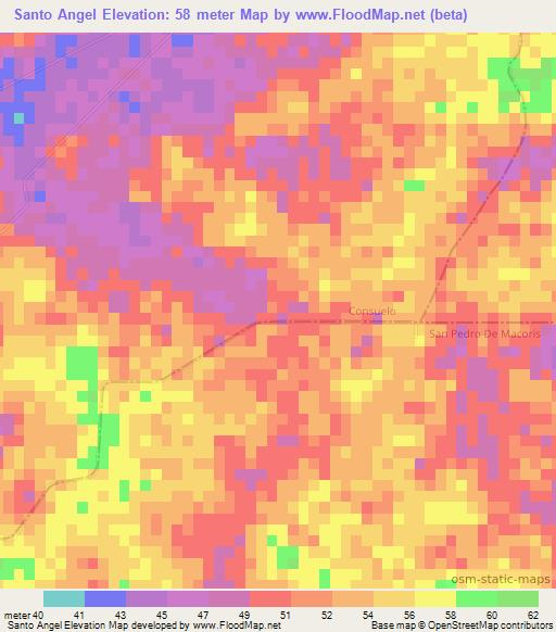 Santo Angel,Dominican Republic Elevation Map