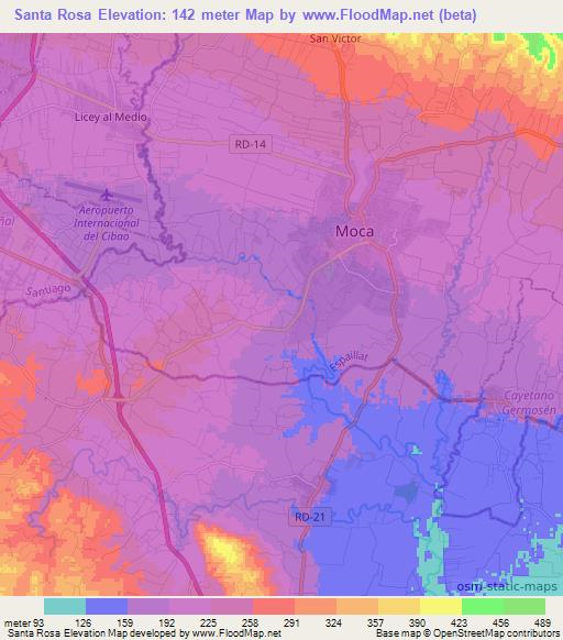 Santa Rosa,Dominican Republic Elevation Map