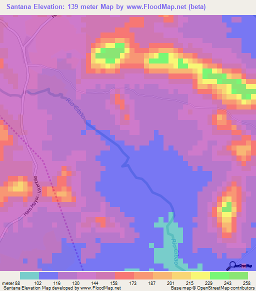 Santana,Dominican Republic Elevation Map