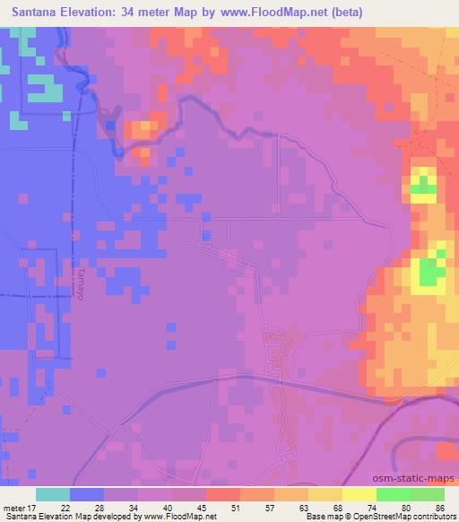 Santana,Dominican Republic Elevation Map